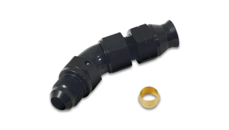 Vibrant 45 Degree 3/8in Tube to Male -6AN Flare Adapter w/ Olive Inserts (VIB16576)