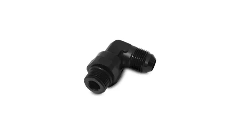 Vibrant -12AN Male Flare to Male -12AN ORB Swivel 90 Degree Adapter Fitting - Anodized Black (VIB16970)