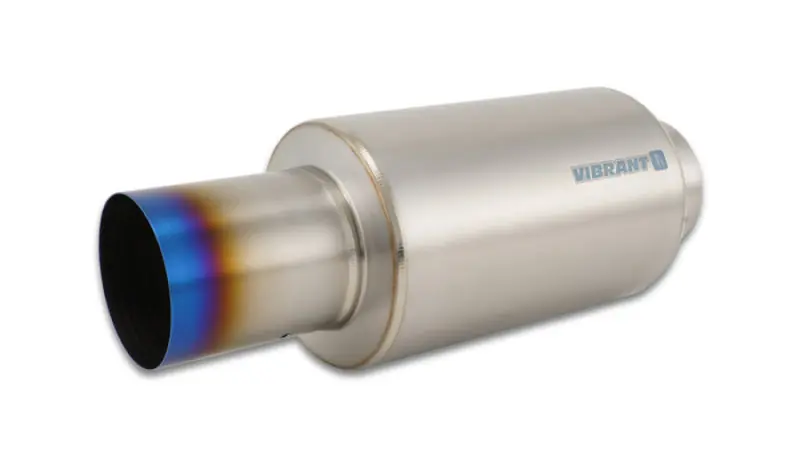 Vibrant Titanium Muffler w/Straight Cut Burnt Tip 4in Inlet / 4in Outlet (VIB17566)