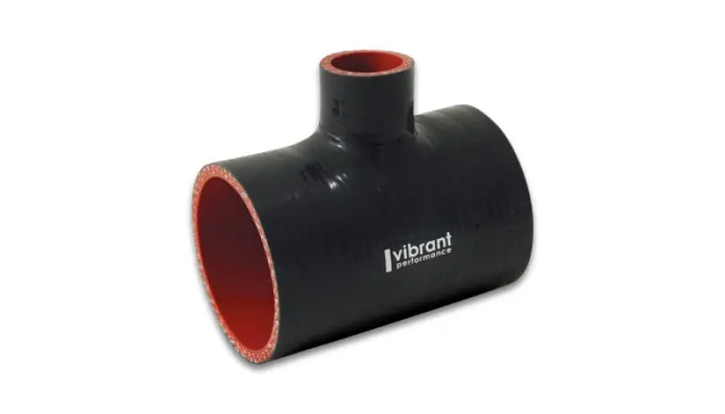 Vibrant 4 Ply Reinforced Silicone T Adapter - 2in Outlet ID x 4in OAL x 1in Branch ID (BLACK) (VIB19687)