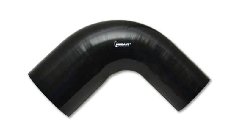 Vibrant 1.25in ID x 1.5in ID x 4in Long Gloss Black Silicone 90 Degree Transition Elbow (VIB19785)