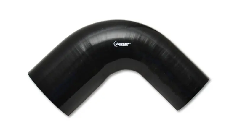 Vibrant 2in ID x 2.25in ID x 4in Long Gloss Black Silicone 90 Degree Transition Elbow (VIB19789)