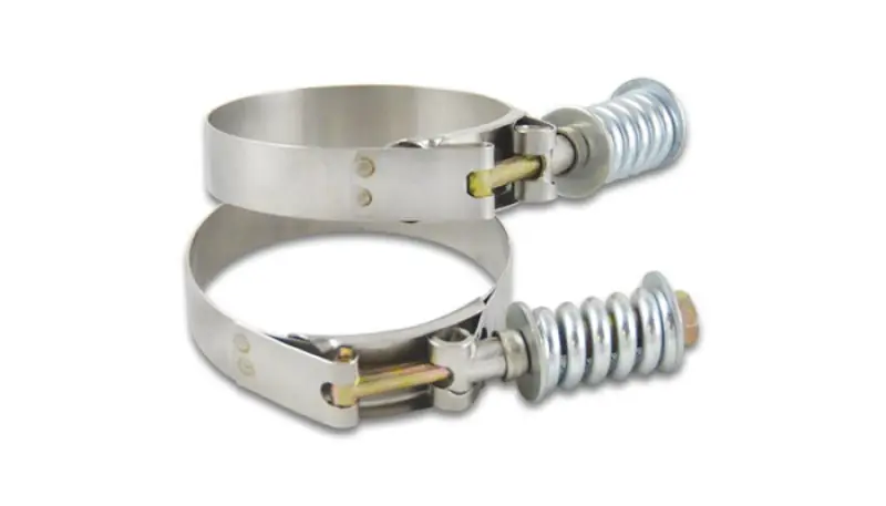 Vibrant SS T-Bolt Clamps Pack of 2 Size Range: 5.28in to 5.58in OD For use w/ 5in ID Coupling (VIB27850)
