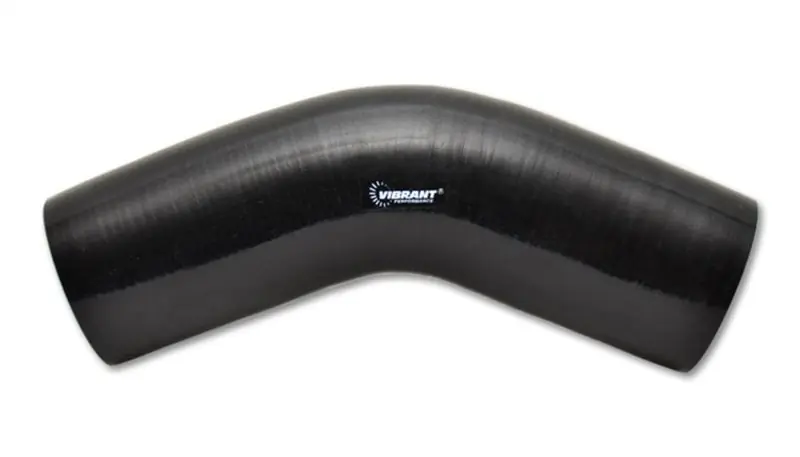 Vibrant 4 Ply Reinforced Silicone Elbow Connector - 5in ID x 4in Leg 45 Deg Elbow (BLACK) (VIB2917)