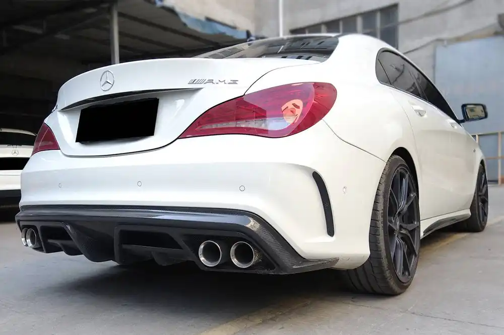 Carbonado 2014-2016 Mercedes Benz W117 CLA Sport & CLA45 AMG PA Style Rear Diffuser with exhaust tips