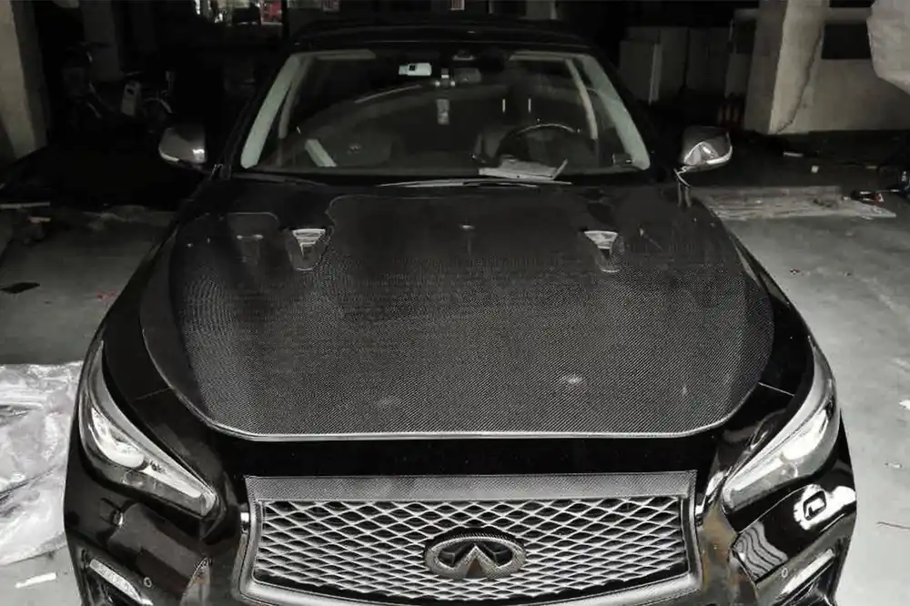 Carbonado 2014-2017 Infiniti Q50 Sedan EAU ROUGE Style Hood