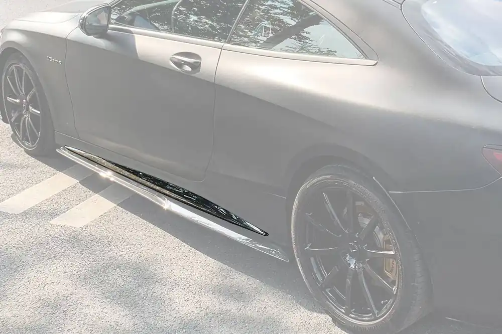 Carbonado 2014-2021 Mercedes Benz C217 S63 S65 AMG Coupe OE Style Carbon Fiber Side Skirts Extension Add On Lip
