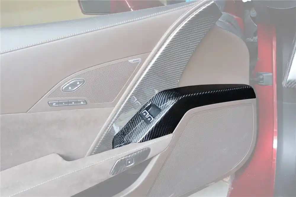 Carbonado 2013-2019 Corvette C7 Z06 Grandsport Dry Carbon Fiber Interior driver Window Switch Side Armrest Panel cover Trim