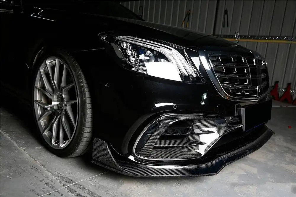 Carbonado 2017-2020 Mercedes Benz S63 AMG W222.2 Sedan MSY Style Carbon Fiber Front Bumper Vents