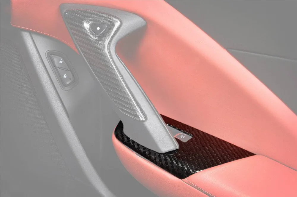 Carbonado 2013-2019 Corvette C7 Z06 Grandsport Dry Carbon Fiber Interior passenger Window Switch Side Armrest Panel cover Trim