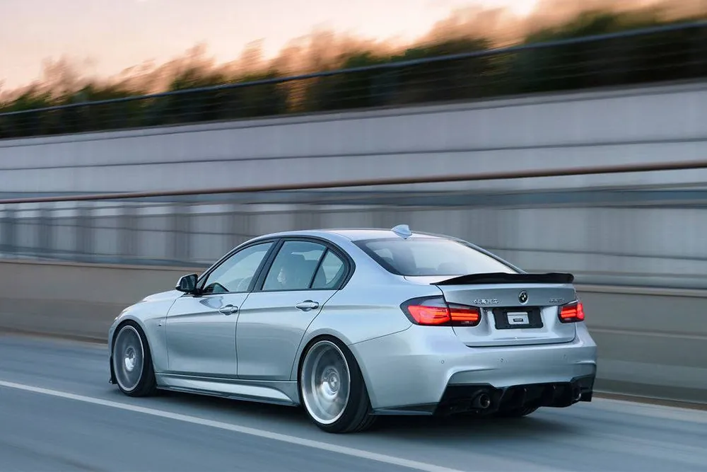 Carbonado 2011-2019 BMW 3 Series F30 F35 M-Tech GV Carbon Fiber Rear Lip with Diffuser Caps