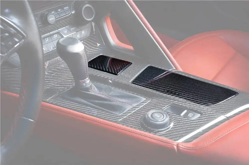 Carbonado 2013-2019 Corvette C7 Z06 Grandsport Dry Carbon Fiber Cup Holder Cover Panel Trim