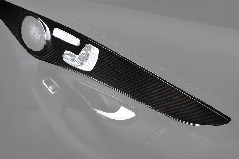 Carbonado 2015-2021 Mercedes Benz W205 C63 S AMG Sedan Dry Carbon Fiber Interior Door Panel Trim Cover Strip