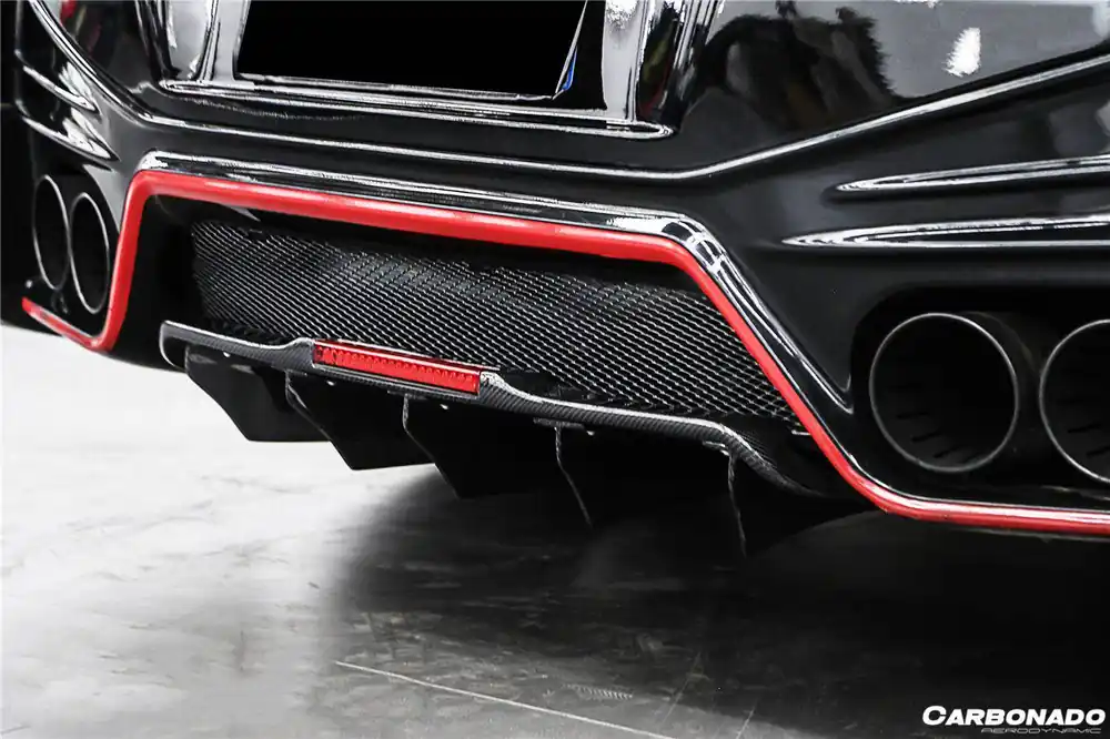 Carbonado 2012-2023 Nissan GTR R35 DBA EBA BKSS Style Carbon Fiber Rear Diffuser Canards