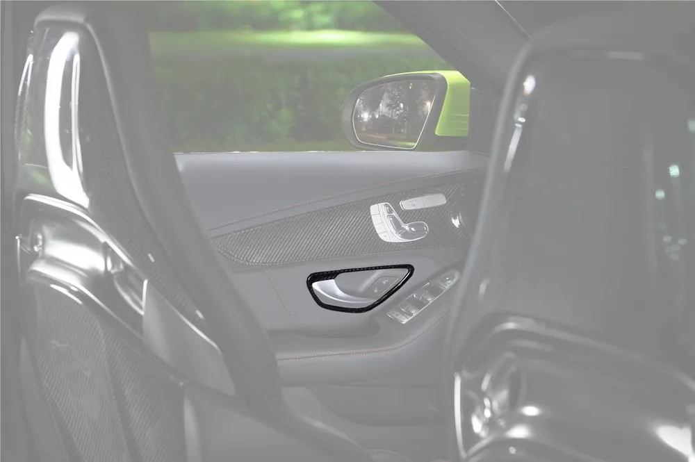 Carbonado 2015-2021 Mercedes Benz W205 C Class GLC X253 Carbon Fiber Interior Door Handle Cover Trim