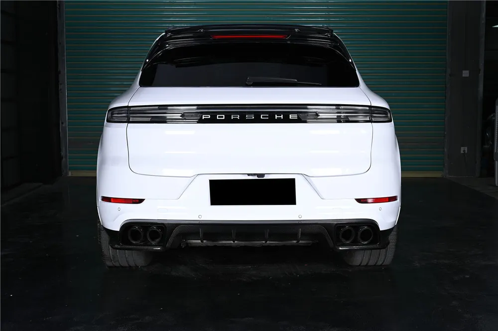 Carbonado 2018–2025 Porsche Cayenne 9Y0 Carbon Fiber KT-Style Rear Diffuser, Fits SUV and Coupe Models(E-Hybrid, Turbo, Turbo E-Hybrid, Turbo S E-Hybrid)