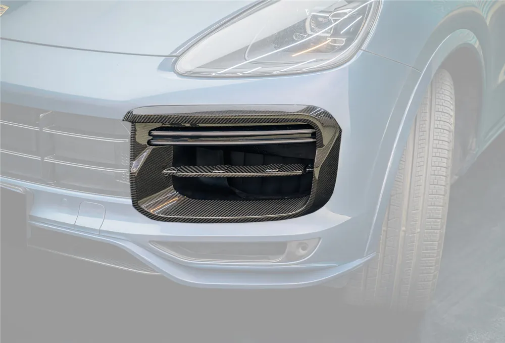 Carbonado 2018-2023 Porsche 9Y0.1 Cayenne Turbo TKT Style Dry Carbon Fiber Front Bumper Vent Cover