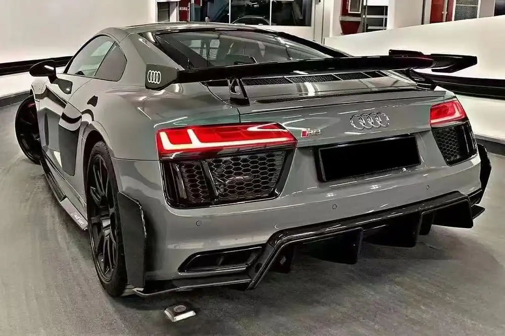 Carbonado 2016-2025 Audi R8 GEN2 Coupe ONLY GT Style DRY Carbon Fiber Trunk Wing with Base and Aluminum Legs