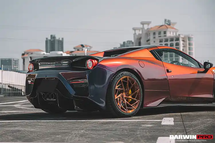 DarwinPRO 2010-2015 Ferrari 458 Spider BKSS Style Partial Carbon Fiber Rear Bumper And Fiber Trunk With Tail Light Cover