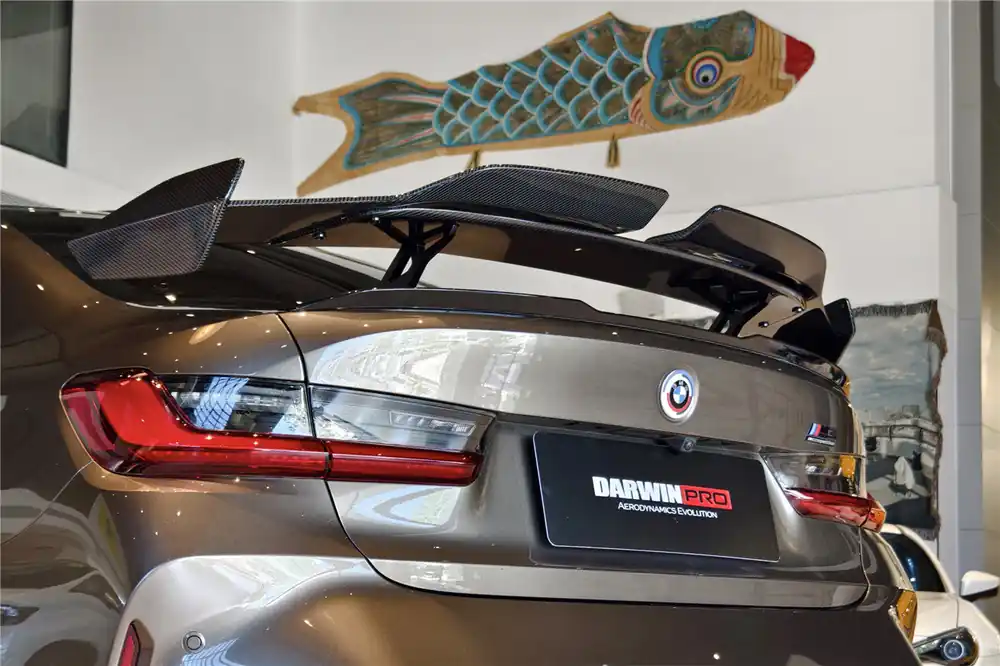 DarwinPRO 2021-UP BMW M3 G80 3 Series G20 M4 G82 4 Series G22 BKSSII Style Carbon Fiber Trunk Wing With Aluminum Slloy Wing Legs