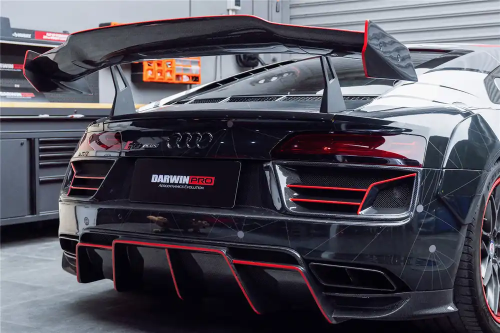 DarwinPRO 2016-2025 Audi R8 GEN2 V10 PLUS Coupe ONLY IMPII Carbon Fiber Trunk Wing with Base