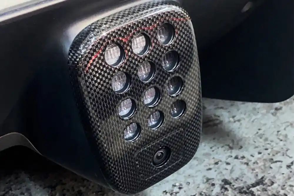 DarwinPRO 2015-2020 Ferrari 488 GTB & Spider Dry Carbon Fiber Rear Black Light Cover with Camera Hole