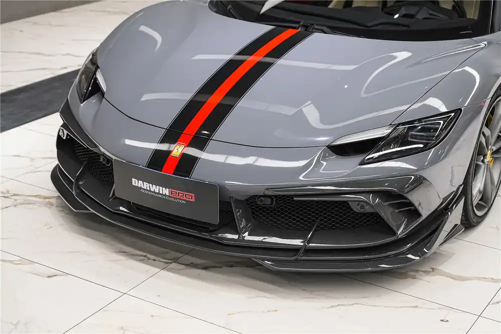 DarwinPRO 2022-2025 Ferrari 296 GTB & GTS Type F171 iMP Style Carbon Fiber Front Bumper Lip Splitter