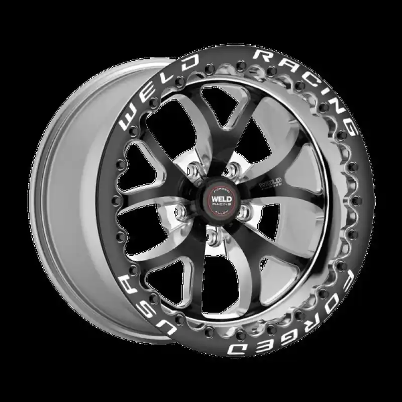 Weld S76 17x10 / 5x115mm BP / 6.7in. BS Black Wheel (High Pad) - Polished Single Beadlock MT