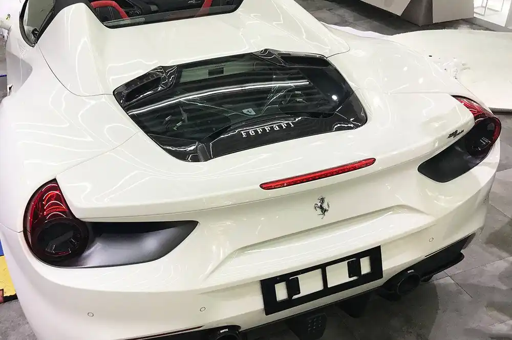 Carbonado 1x1 Weave Dry Carbon Fiber Engine Hood With Glass | 2015-2019 Ferrari 488, Pista Spider