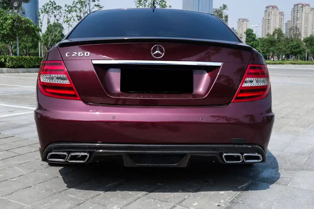 Carbonado 2008-2014 Mercedes Benz C Class W204 P Style Rear Bumper With exhaust Tips