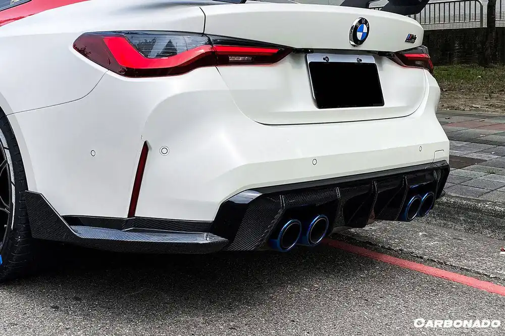 Carbonado 2021-UP BMW M4 G82 G83 MP Style Carbon Fiber Qual Rear Lip with Caps