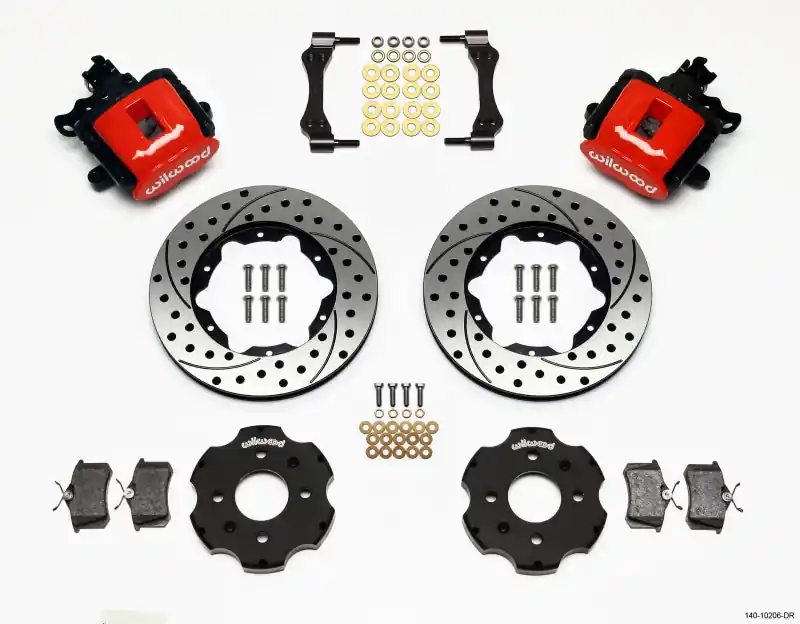 Wilwood Combination Parking Brake Rear Kit 11.00in Drilled Red Civic / Integra Disc 2.39 Hub Offset (WIL140-10206-DR)