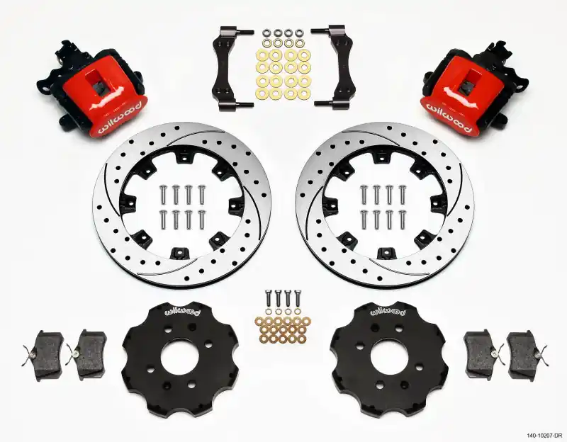 Wilwood Combination Parking Brake Rear Kit 12.19in Drilled Red Civic / Integra Disc 2.39 Hub Offset (WIL140-10207-DR)