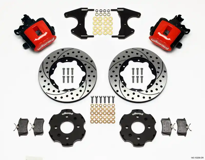 Wilwood Combination Parking Brake Rear Kit 11.00in Drilled Red Civic / Integra Drum 2.46 Hub Offset (WIL140-10208-DR)