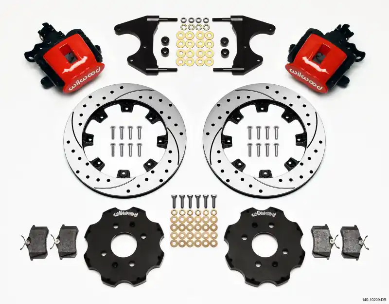 Wilwood Combination Parking Brake Rear Kit 12.19in Drilled Red Civic / Integra Drum 2.46 Hub Offset (WIL140-10209-DR)