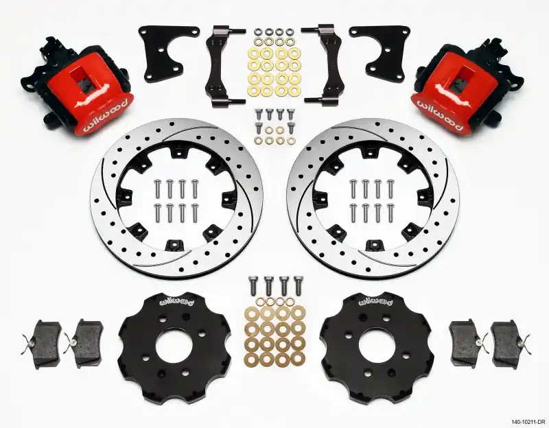 Wilwood Combination Parking Brake Rear Kit 12.19in Drilled Red Civic / Integra Drum 2.71 Hub Offset (WIL140-10211-DR)