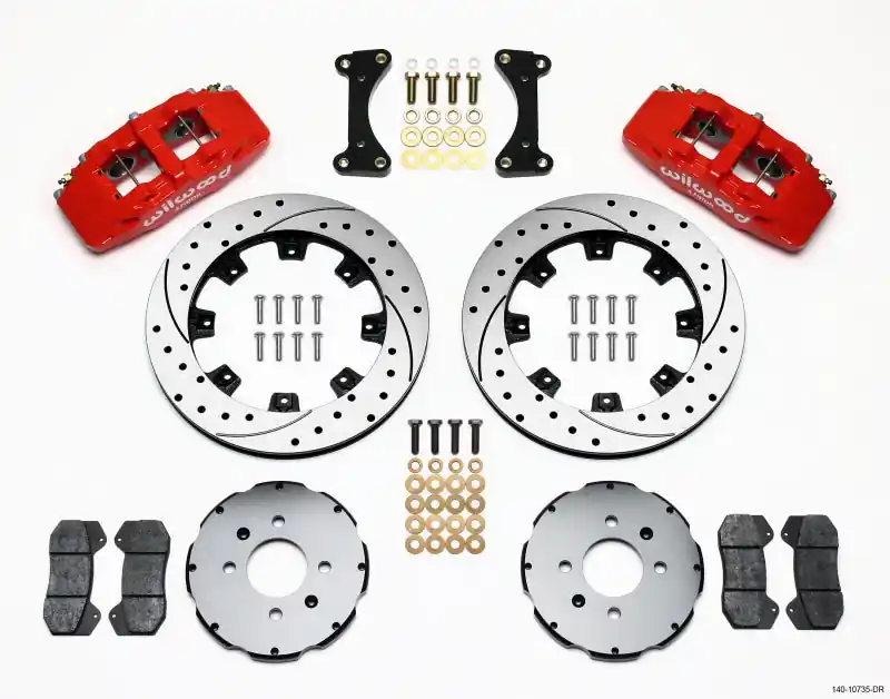 Wilwood Dynapro 6 Front Hat Kit 12.19in Drilled Red 94-01 Honda/Acura w/262mm Disc (WIL140-10735-DR)