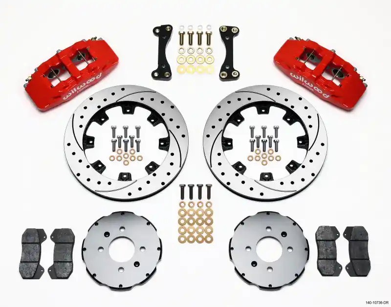 Wilwood Dynapro 6 Front Hat Kit 12.19in Drilled Red 90-99 Civic w/240 mm Disc (WIL140-10736-DR)