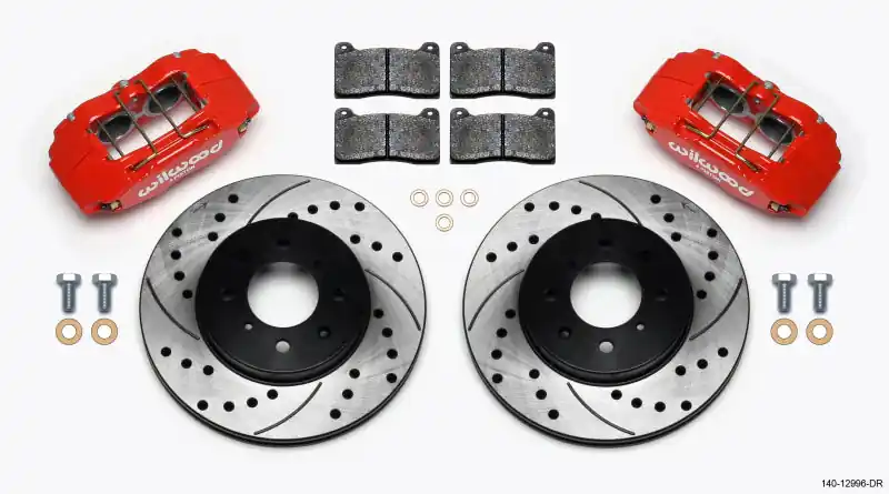 Wilwood DPHA Front Caliper & Rotor Kit Drill Red Honda / Acura w/ 262mm OE Rotor (WIL140-12996-DR)