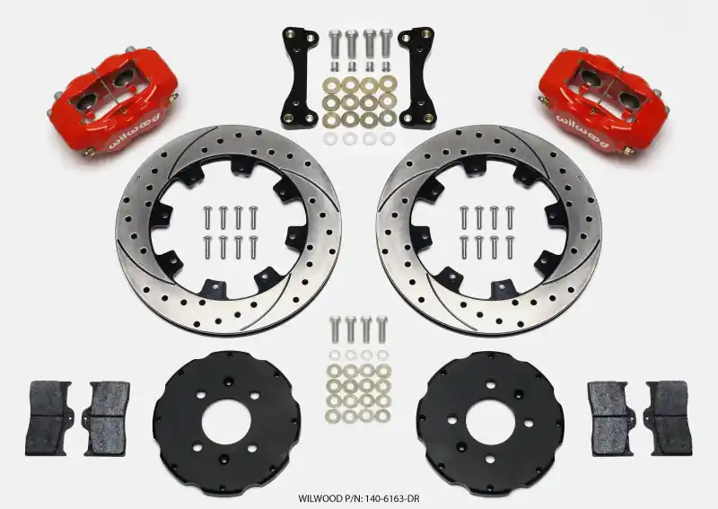 Wilwood Forged Dynalite Front Hat Kit 12.19in Drilled Red 94-01 Honda/Acura w/262mm Disc (WIL140-6163-DR)