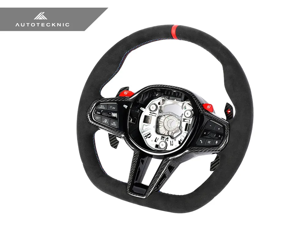 AutoTecknic G8X LCI Alcantara Steering Wheel - G8X M2/ M3/ M4 (ATK-BM-0389-H-ACC)