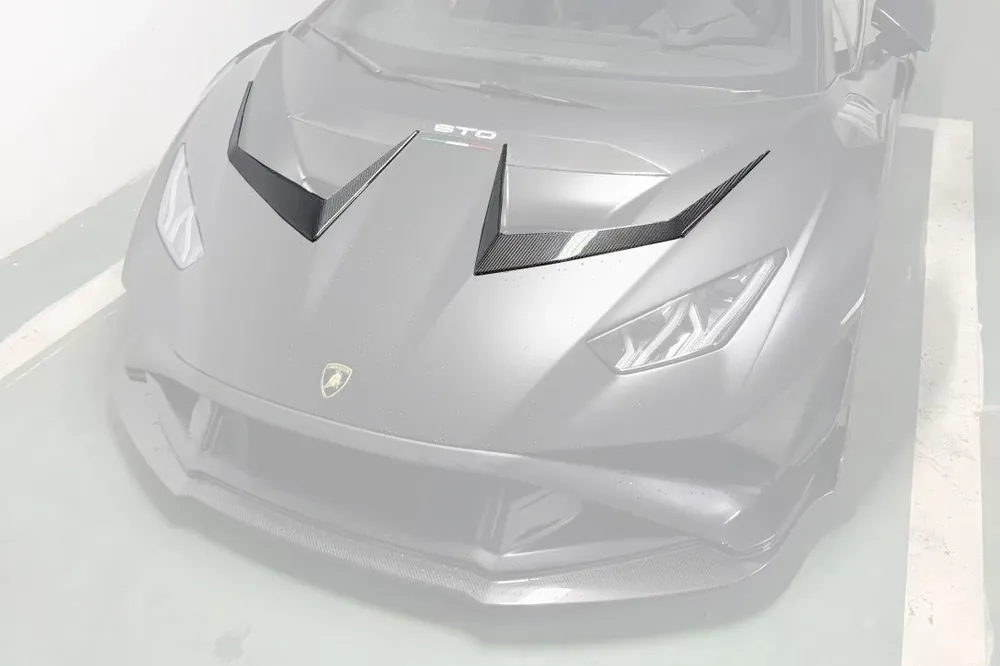 Carbonado Aero Autoclave Carbon Fiber Hood Vent Trim | 2021-2024 Lamborghini Huracan STO