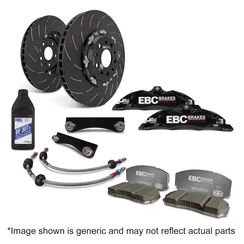 EBC Racing 01-07 Acura RSX Type-S 2.0L Black Apollo-4 Calipers 330mm Rotors Front Big Brake Kit