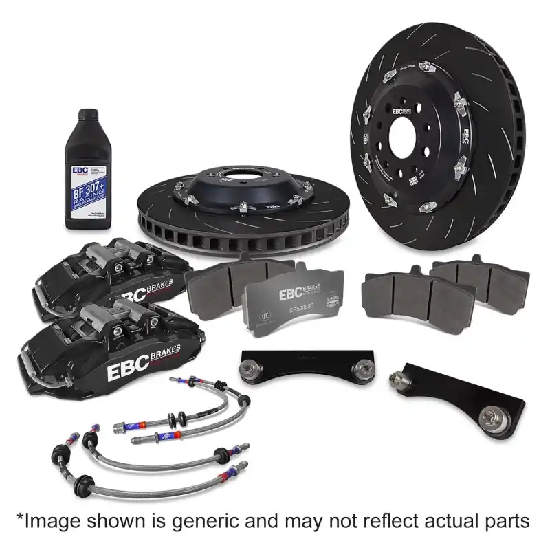 EBC Racing 03-09 Nissan 350Z 3.5L Black Apollo-6 Calipers 355mm Rotors Front Big Brake Kit
