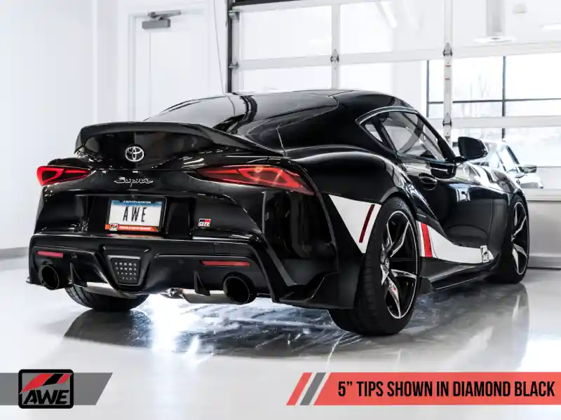 AWE Tuning 2020 Toyota Supra A90 Non-Resonated Touring Edition Exhaust - 5in Diamond Black Tips