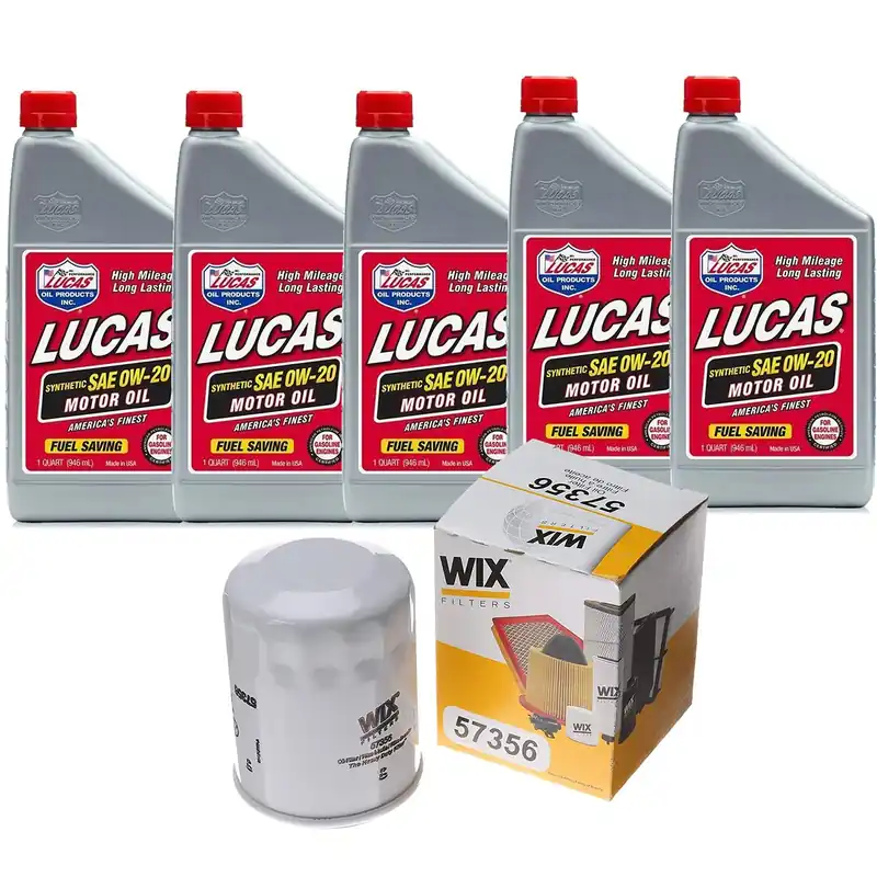 MAP 0W-20 Oil Change Kit w/ WIX Filter & Lucas Oil Synthetic Motor Oil | Multiple Fitments (WIX 57356+LUC 10564*5)