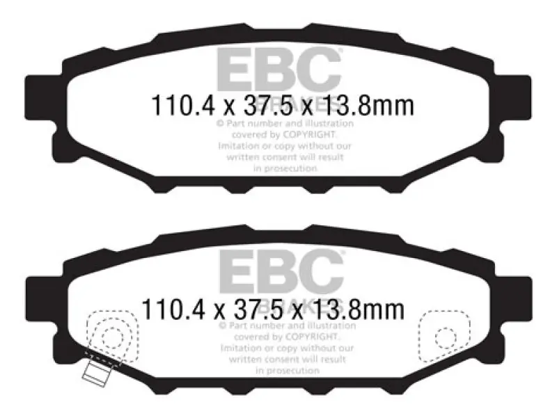 EBC Yellowstuff Brake Pads (Rear) - 2015-2021 Subaru WRX / 2009-2017 Forester / 2008-2011 Impreza / 2013-2020 BRZ