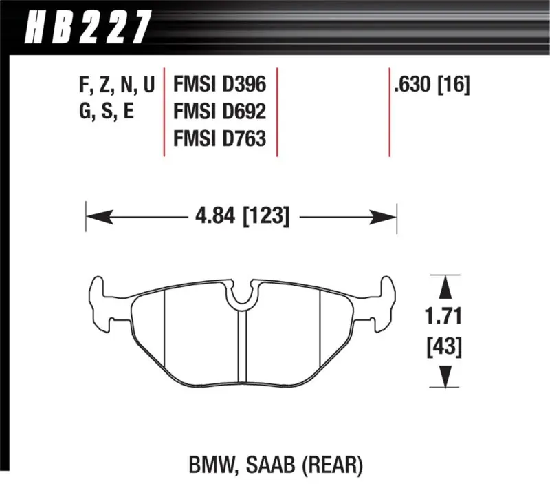 Hawk BMW 3/5/7 Series / M3 / Z3 / Z4 Race Blue 9012 Rear Brake Pads