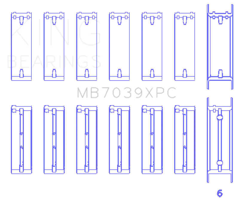 King Engine Bearings BMW M20/M50 2.0L/2.5L/2.7L Crankshaft Main Bearings Set - 7 Pairs Coated