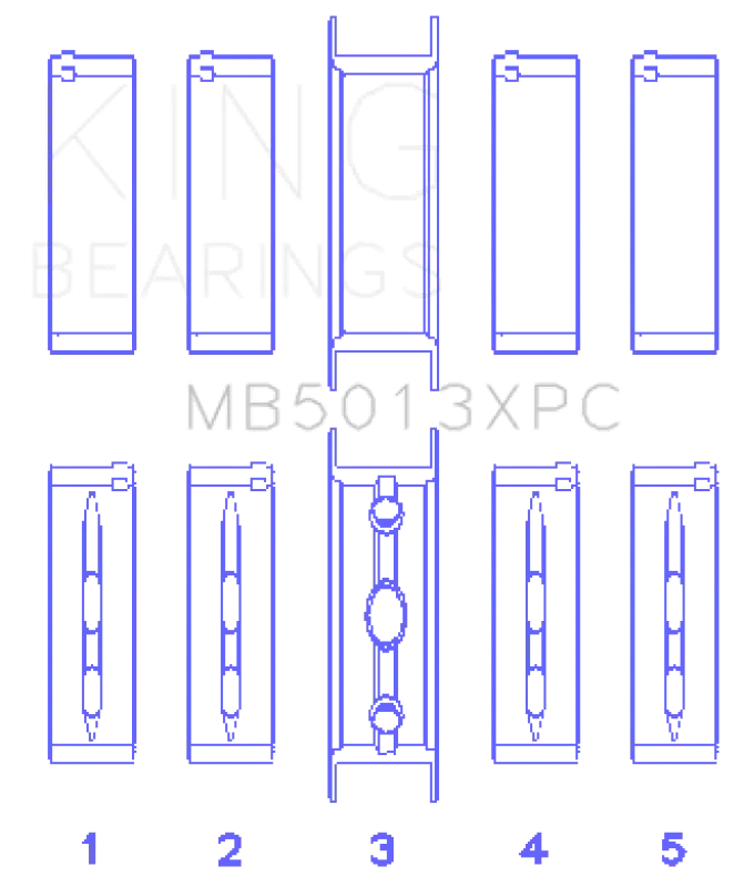 King GM Vortec/LS-Series Gen III/IV Crankshaft Main Bearing Set (Set of 10) - Size +.020mm